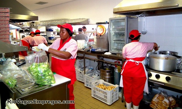 Auxiliar de Cozinha, Atendente - R$ 1.070,00 - Montagem dos pratos e lanches, Lavagem das louças - Comparecer 08/05