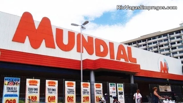 SUPERMERCADOS MUNDIAL VAGAS P/ AUXILIAR DE LIMPEZA, DEPOSISTA, AUXILIAR DE SERVIÇOS GERAIS, EMPACOTADOR, CAIXA - R$ 1.150,00 - COM E SEM EXPERIÊNCIA - RIO DE JANEIRO