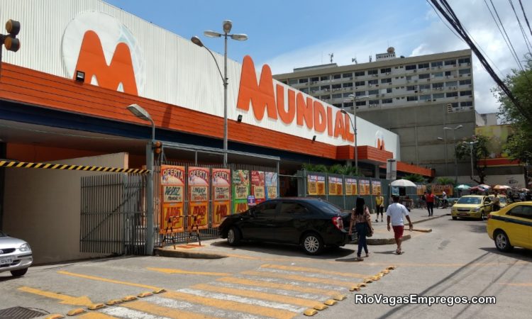 SUPERMERCADOS MUNDIAL VAGAS P/ OPERADOR DE CAIXA, AUXILIAR DE LIMPEZA, DEPOSISTA, AUXILIAR DE SERVIÇOS GERAIS, EMPACOTADOR - R$ 1.241,00 - COM E SEM EXPERIENCIA - RIO DE JANEIRO