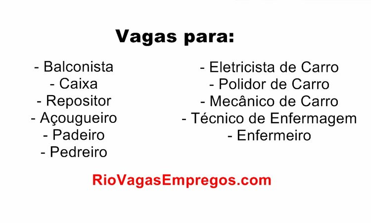 Vagas de empregos abertas - Rio de janeiro - Entre em nosso Site para ver como se Candidatar 